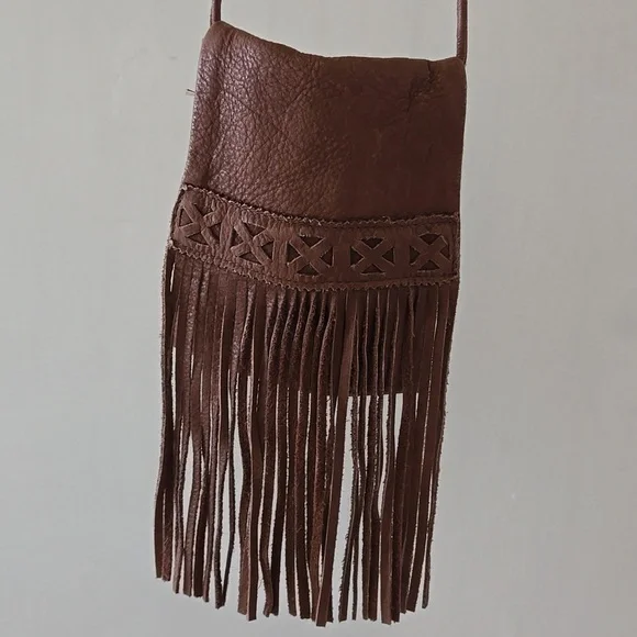 Vintage Pebbled Leather fringed Crossbody Bag EUC - Picture 6 of 9